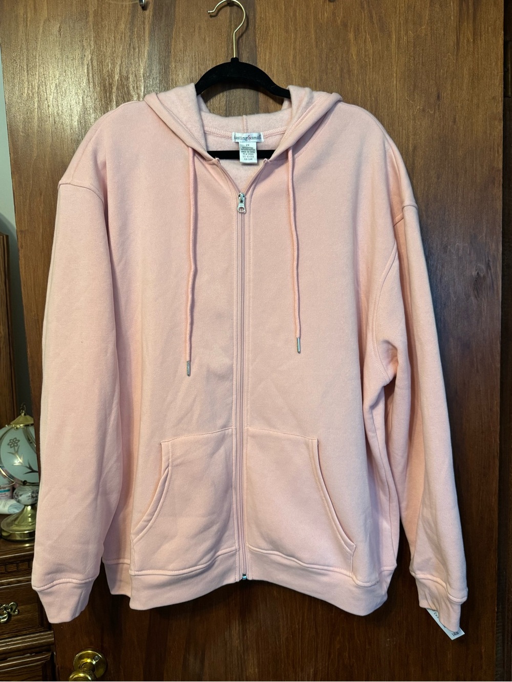 Women's Plus Size Light Pink Zip-Up Hoodie Size 2XL - Picture 2 of 6